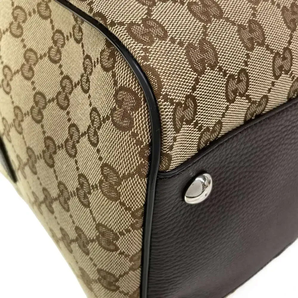 Gucci GG Boston Bag 449167 Beige Dark Brown Jacquard Leather